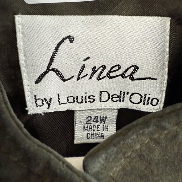 Vintage Linea Suede Jacket Women's Plus 24W Green Button Up Ribbed Knit Sleeves - Picture 3 of 8